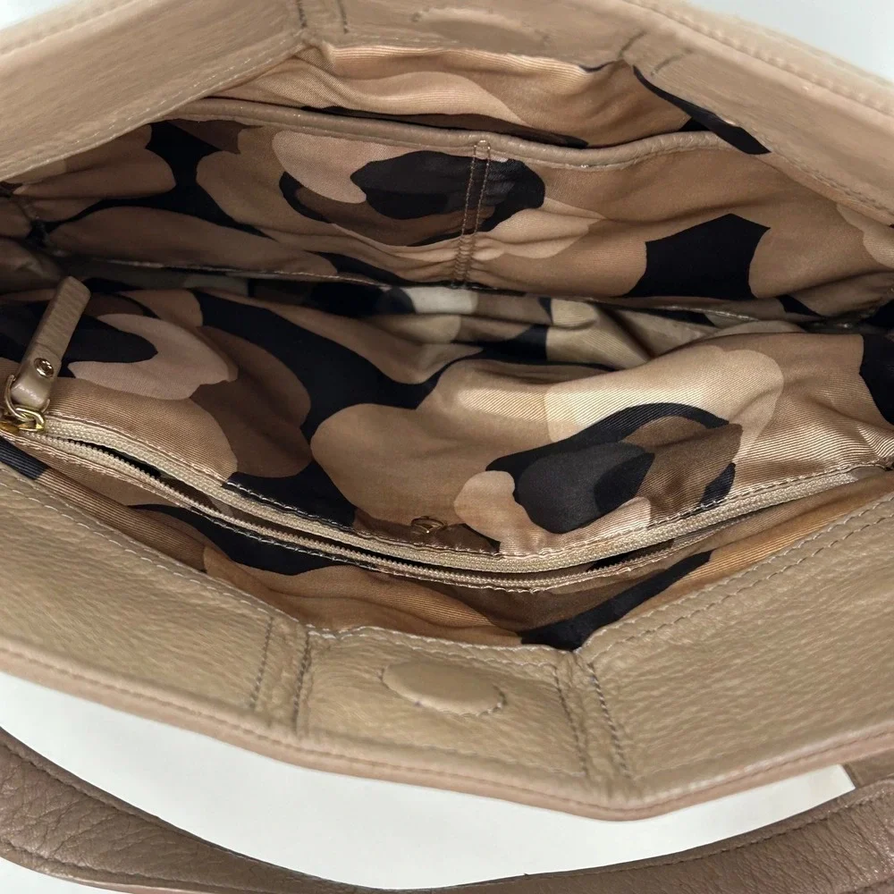 Kate Spade New York Pebbled Leather Bow Satchel Crossbody Taupe Bag